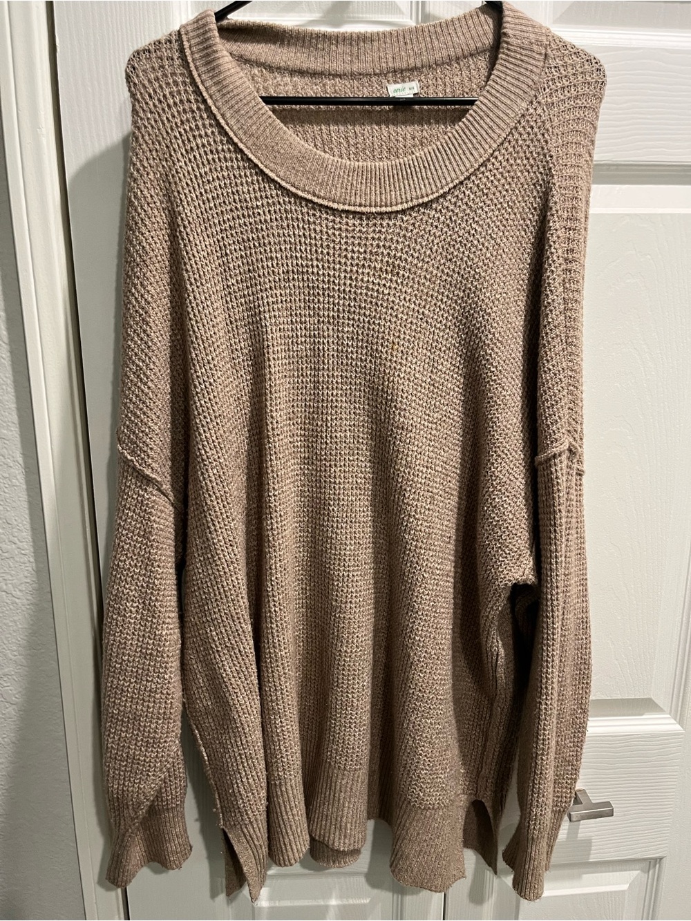 Aerie Waffle Knit Sweater in Taupe